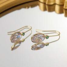 Fashionable Cubic Zirconia Dangle Earrings, Suitable For Girls' Party And Wedding, New Oval Drop Earrings, Women's Jewelry Gift - Gold - View 4