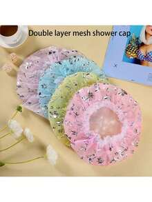 Baby & Småbarn Sött Spetstryck Tjock Vattentät Anti-Olje Dubbelskiktad Mesh Duschmössa, Badmössa för Spädbarn, Essential för Nyfödda - Olika färger - Visa 3