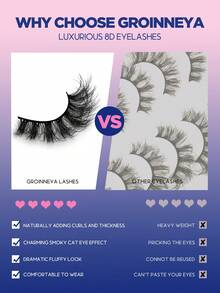 Lasvirey 7 Pairs Fluffy Cat Eye Eyelashes 3D Curl Faux Mink Lashes Wispy Volume Eye Lashes Clear Band Flase Lashes Enlarged Eyes Slim And Long Full Strip Lashe For Luxuary False Eyelashes - View 5