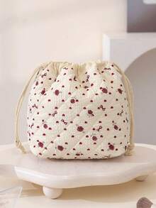 1 Piece Pink Bow Pattern Drawstring Cosmetics Pouch Foam Quilted Makeup Bag Stylish Skincare Storage Bag Retro Floral Print Drawstring Makeup Pouch Large Capacity Makeup Brushes Organizer Bag Lovely Cherry Print Tissue Paper Organizer Bag Girls'Accessories Storage Bag Drawstring Travel Toiletry Bag Dust Proof Storage Bag Portable Drawstring Closure Pouch Stationery Jewelry Organizer Bag Travel Pouch,Sundries Storage Bag Back To School Essencial - Multicolor - View 16