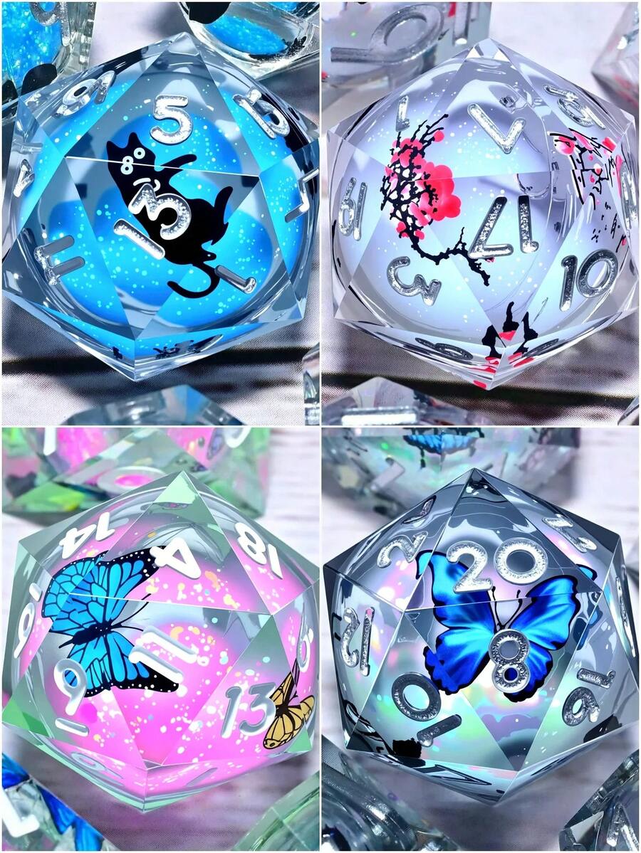 7件套树脂角色扮演游戏骰子套装 - 多面骰子，适用于桌面游戏、角色扮演游戏和节日礼物（圣诞节/感恩节/斋月/复活节） - 彩色 - 查看 1