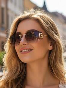 1副时尚无框新款别致金属框眼镜 - 彩色 - 查看 1