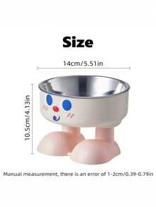 Cartoon High-Foot Cat Bowl, Design, Anti-Tipping, Protect Pet's Neck, Suitable For Dogs And Cats, Stainless Steel Dishware, High-Aesthetic, Dog Bowl, For Tabletop/Floor, Beloved Pet Gift - 300ml - View 5