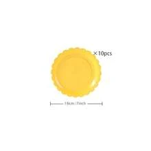 Yellow Flower Petal Disposable Tableware Set, Including 7/9 Inch Paper Plates, Paper Cups, Paper Napkins, Suitable For Birthday Party, Holiday Party, Picnic, Celebration, Wedding Tea Party, Graduation Ceremony Disposable Party Supplies - Yellow - View 8