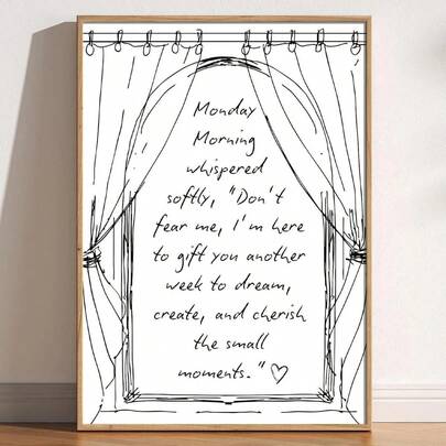 "1pc Monday Morning Motivational Poster: Doodle Font Design"