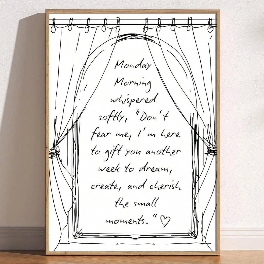 "1pc Monday Morning Motivational Poster: Doodle Font Design"