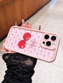 粉色樱桃条纹格子手机壳，防摔、防汗、防指纹、耐磨、不褪色，兼容 17 Pro Max/17 Pro/17 Air/17/16 Pro Max/16 Plus/16/15 Pro Max/15 Pro/15/14 Pro Max/14 Pro/14/13/12/11 - 彩色 - 查看 4