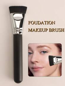 1支装高级粉底刷，适合所有肤质，耐用漆木手柄，电镀铜管化妆刷 - 黑色 - 查看 6