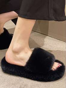 2026 New Women's Winter Thick Sole High Heel Fluffy Slippers, Furry House Slippers, Platform Office Slippers - Women's Slippers - View 5