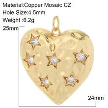 1个铜质时尚优雅迷你心形吊坠，DIY手链项链耳环首饰配件 - 彩色 - 查看 22