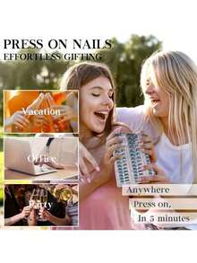 24pcs Long Square Press-On Nails, Pastel Pink Ombre, Cute & Sweet Style, Premium French Pink And Milky White Gradient Suitable For Women And Girls Nail Art Nail Supplies - Multicolor - View 5