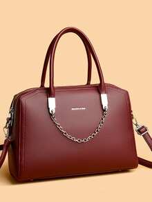 Large Capacity Women PU Leather Handbags Tote Bags Fashion Ladies Zipper Shoulder Messenger Sac Casual Female Big Crossbody Bag - Red - View 2