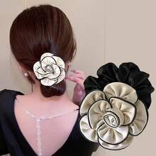 1/2pcs Elegant Fabric Camellia Hair Scrunchies, Fashionable Versatile High Elastic Hair Ties, Chic Ponytail Holder, Ins Style Hair Rubber Bands Hair Rope - Multicolor - View 16