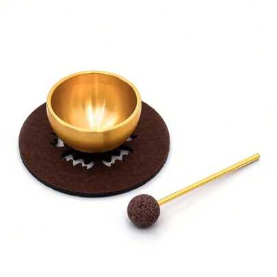 1 Set Mini Singing Bowl, Clear Sound Quality - Golden Copper Material, Handheld Design, Mini Singing Bowl, Suitable For Yoga, Meditation, Healing And Relaxation - Promotes Attention, Growth And Peaceful Spirit, Mini Yoga Bowl, Meditation Accessories, Elegant Accessories, Durable, Percussion Instrument Accessories, Suitable For Yoga Accessories, Meditation Tools, Office Desk Accessories, Office Supplies, Household Necessities, Room Decor, Bedroom Accessories, Birthday Gifts, Personalized Gifts