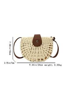 时尚半圆形镂空单肩包，个性化斜挎包，春季新款通勤包，礼品，女士沙滩包 - 彩色 - 查看 4