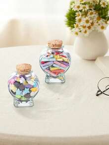 1/2 pièces Bouteille en verre creux en forme de cœur avec bouchon en liège, vase/bouteille à vœux en forme de cœur transparent pour artisanat DIY, décoration de fête, de mariage, de Noël, cadeaux de vacances, fournitures scolaires - Multicolore - Voir 3