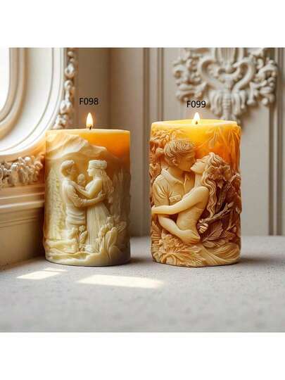 Couple Embracing Cylinder Aroma Candle Silicone Mold, DIY Relief Portrait Cylinder Aroma Home Decor Diffuser Stone Plaster Mold