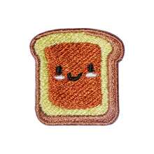 1pc Cute Toast Embroidered Patch, Orange/Blue Color Options, DIY Decor Suitable For Backpacks, Jackets, Hats, Jeans - biru - View 10