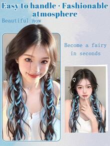 Synthetic Messy Braid, Pink Blue Grey Wig Braid, Boxer Braid Wig Women Ponytail New Chinese Fried Dough Twists Long Braid - Multicolor - View 6