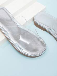 Girls' Vacation Style Casual Fashion Open Toe Flat Sandals - Clear - View 4