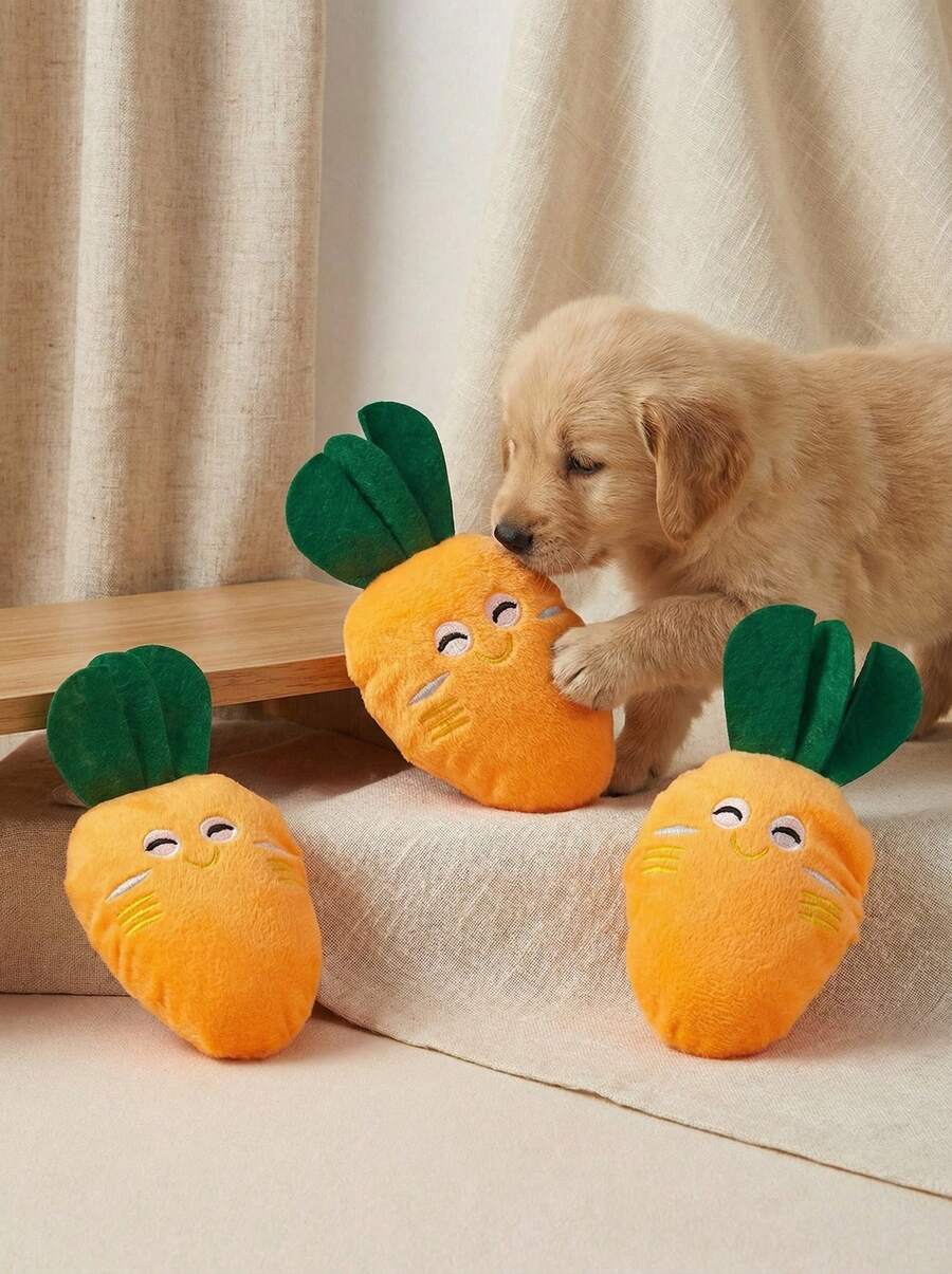 PETSIN 1 Đồ chơi âm thanh sang trọng cho thú cưng, Đồ chơi sang trọng cho thú cưng Mèo Cà rốt, Chỉ dành cho thú cưng - trái cam - Xem 1