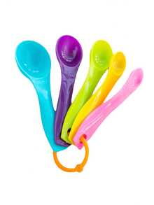 5pcs Colorful Plastic Measuring Cup And Spoon Set - Includes Measuring Cups With Spouts And Handles, Stackable Measuring Cups And Spoons, Durable Kitchen Tools For Precise Cooking And Baking, Essential For Recipes And Baking Basics - Multicolor - View 5
