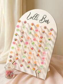 1个26*35厘米木制婴儿派对棒棒糖展示架，可重复使用糖果/甜点架，一周岁生日派对装饰，家用甜甜圈展示架，派对食品架，棒棒糖架，性别揭晓派对装饰，婴儿派对桌面装饰，婴儿派对礼物，性别揭晓派对用品，派对甜点站，婴儿派对装饰品 - 原木色 - 查看 7