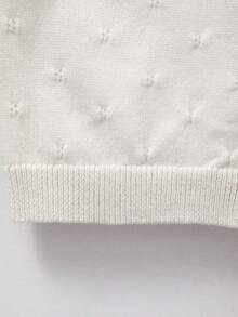 Cardigan Rajut Leher Bulat Berlubang Warna Polos untuk Bayi Perempuan - Krem - View 5