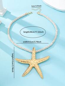 1pc Oversized Starfish Pendant Necklace, Summer - Multicolor - View 3