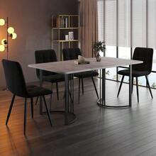 Dining Set (5 Pieces), Table And 4 Chairs, Modern Kitchen Set, 140*80cm Kitchen Table With Black Metal Legs, Grey MDF Top, Black Velvet Dining Chairs - Maroon - View 1