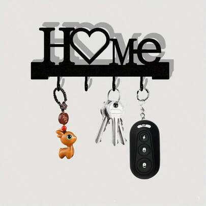 1pc HOME Heart-Shaped Key Holder - 2 Color Options (Requires Drilling For Installation), Wall Entryway Organizer Rack For Keys, Home Living Room Decor