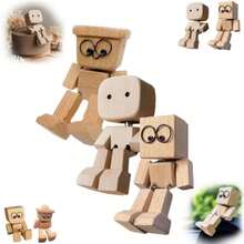 Handmade Shaking Wooden Man Figurine - Shaking Feet For Car Decoration - Wood Color - View 6