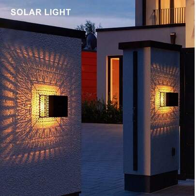 1pc New Solar Powered Square Projection Wall Light, IP65 Waterproof Outdoor Decorative Lamp, Suitable For Christmas, Halloween, Birthday Party, Dining Party To Decorate Garden, Patio And Yard