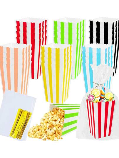 24PCS/Mini Popcorn Boxes, Candy Gift Boxes, Sets, Paper Popcorn Bucket Containers, Suitable For Birthdays, Baby Showers, Party Gifts.