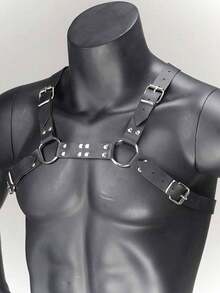 1pc Men's Chest Strap Gothic Men's Strap Adjustable Shoulder Belt,Suitable For Party Role Playing Bulldog Men's Chest Strap - Black - View 1