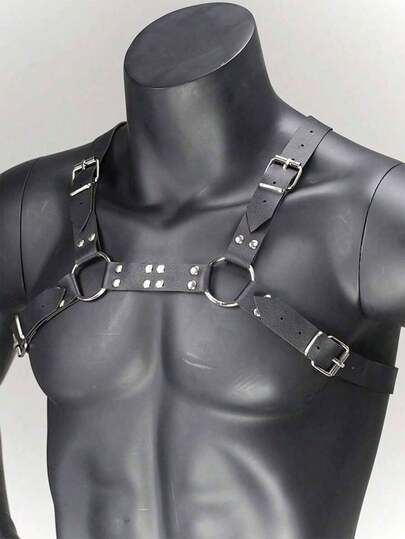1pc Men's Chest Strap Gothic Men's Strap Adjustable Shoulder Belt,Suitable For Party Role Playing Bulldog Men's Chest Strap