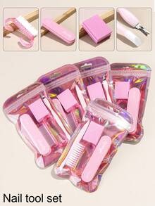 4-Piece Nail Art Kit, Disposable Nail Cleaning Tool Set, Cuticle Pusher, Nail File, Nail Polisher, Press-Type Nail Preparation Kit, Nail Polisher, Nail Polishing Beginner Kit, Suitable For Nail Salons And Home Use. - Multicolor - View 2