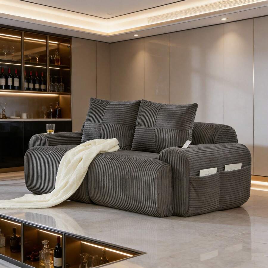 Sofas & Couches - Dark Gray + Corduroy + Foam + 2 Seat-2 - View 1