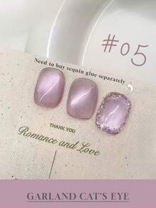 Mec 12ml 日本玻璃珠花环猫眼甲油胶，6 色春夏限量版闪光甲油胶，带有虹彩亮片勾勒效果，蓝粉紫三色可选，UV/LED 可卸除，防脱落，沙龙品质，打造可爱仙女风美甲 - 彩色 - 查看 14