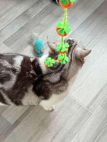 2pcs Plush Ball Cat Teaser Wand, Multi-Color Interactive Cat Toy With Bell, Fluffy Wand Stick For Indoor Cats, Kitten Exercise Toy, Cat Entertainment Teaser Stick, Fairy Cat Teaser Stick For Cat Entertainment,Plush Ball Cat Stuff,Multiple Colors Available - View 7