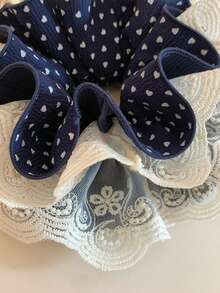 1个藏蓝色爱心蕾丝四层发圈，韩式优雅发绳，发圈，发带 - 彩色 - 查看 4