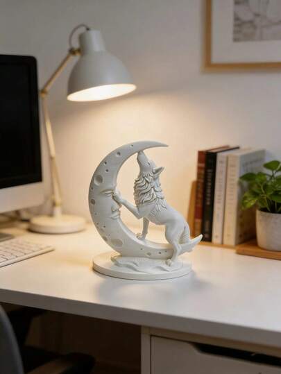 New Outdoor And Garden Decor, Yard And Garden Ornaments, Wolf Crescent Moon Combination Decor, Multipurpose Home Decor For Holidays