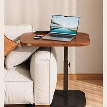 Adjustable Height 360° Swivel C-Shaped Side Table – Tiltable Modern Couch Table Slides Under Sofa/Bed, Small Coffee End Table For Living Room/Bathtub - Walnut - View 5