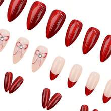 Burgundy Cat Eye French Bow Elegant Sweet Versatile European And American Style Detachable Manicure, Keeps You Radiantly Beautiful All The Time - Multicolor - View 3