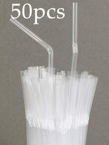 50-500pcs Flexible Black Plastic Straws, Bendable Party Decoration Straws, Plastic Drinking Straws, Coffee And Cocktail Stirrers, Beverage Accessories Suitable For Milkshakes, Smoothies, Bubble Tea, Iced Coffee, Great For Home Camping Picnic Party, Party Supplies, Household & School Essentials - 彩色 - 查看 10