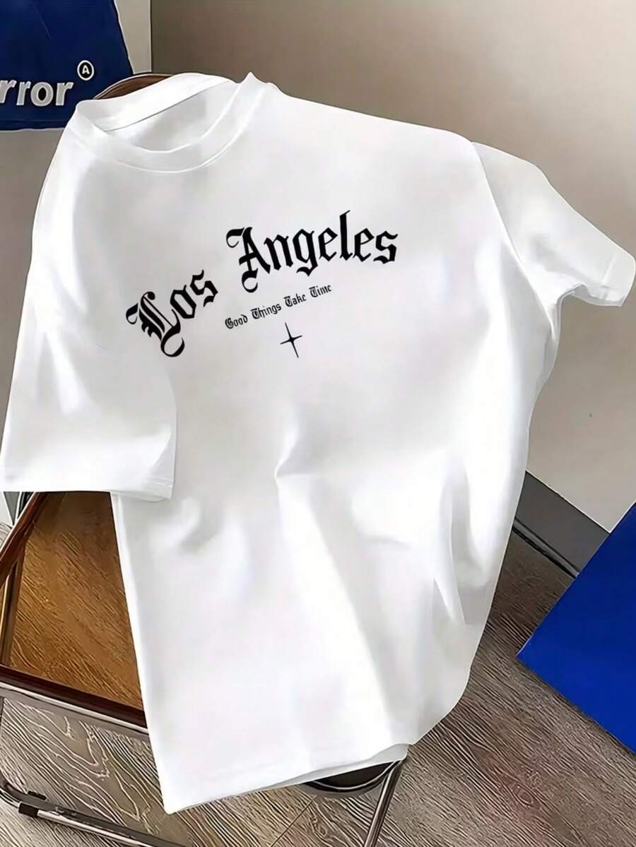 男童休闲印花圆领短袖T恤,夏季上衣 - 白色 - 查看 1