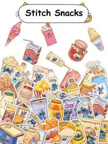 Disney 迪士尼 | 50张莉萝与史迪奇零食食物卡通可爱贴纸涂鸦DIY日记计划本手机笔记本电脑行李箱滑板汽车圣诞节复活节生日学校派对礼物贴纸供应商 - 1 Set - 查看 1