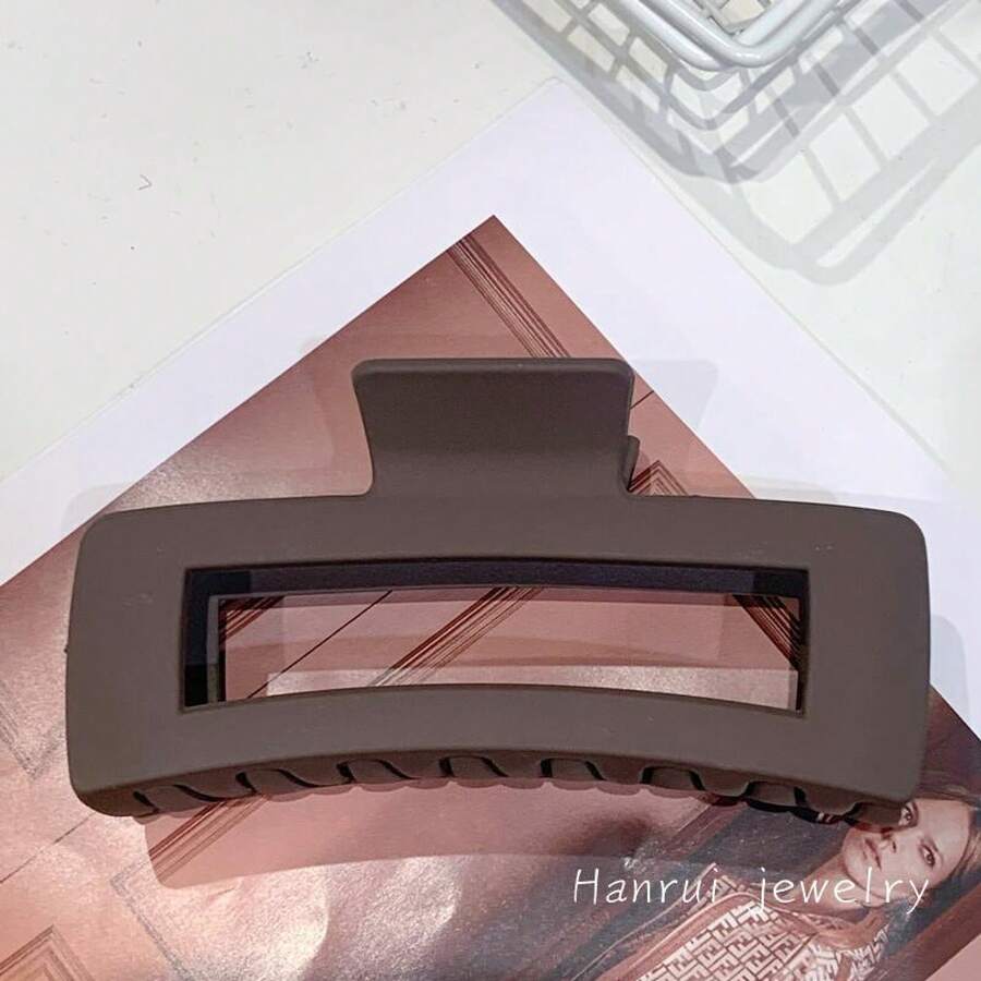Jumbo Matte Rectangle Hair Claw Clip For Women Large Square Hair Jaw Clip For Thick Hair Non Slip Matte Finish Hair Accessories Strong Hold Hair Clamp For Girls Aesthetic Minimalist Neutral Colors Hair Grip For Daily Wear Shower Makeup Yoga Face Washing  Chic French Style Hair Ornament Lightweight Durable Material Hair Fastener Traceless Hair Accessory For Long Thin Curly Hair Comfortable Elegant Gift For Her Pretty Fashion Hair Piece High Quality Soft Touch Frosted Hair Claw Versatile Hair Styling Tool Sophisticated Look Beautiful Solid Color Hair Fastener Reliable Grip No Slip Design Premium Quality Large Hair Clip For Various Occasions Stylish Hair Accessory For Modern Women Essential Hair Styling Must Have Cute Geometric Shape Hair Piece Fine Workmanship Smooth Edges Gentle On Hair Fashionable Hair Decoration High Tension Spring For Secure Hold Everyday Wear Style Item Luxury Feel Clip - Matte Dark Brown - 13cm - View 1