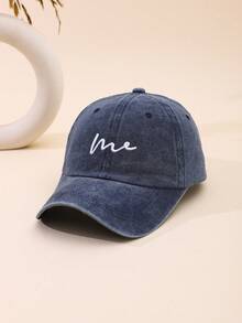 1pc Popular Letter ME Embroidered Washed Baseball Cap, Unisex Outdoor Sun Protection Baseball Cap - Me - View 16
