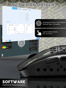 ATTACK SHARK MAMBASNAKE M2 无线游戏鼠标，轻量化碳纤维设计，仅重 41 克，搭载 PAW3395PRO 芯片，40,000 DPI，欧姆龙 1 亿次点击寿命，三种连接模式：有线/蓝牙/2.4G，符合人体工学的电脑鼠标 - 彩色 - 查看 6